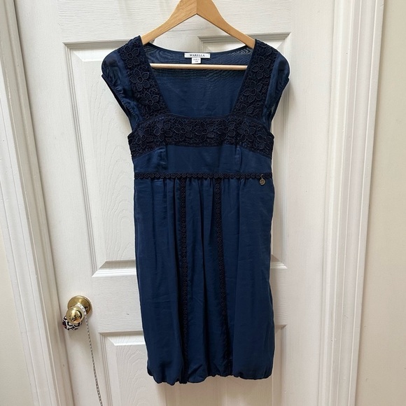 Marella by max Mara blue lace bubble dress short tank size 4 made in Italy - Picture 1 of 7